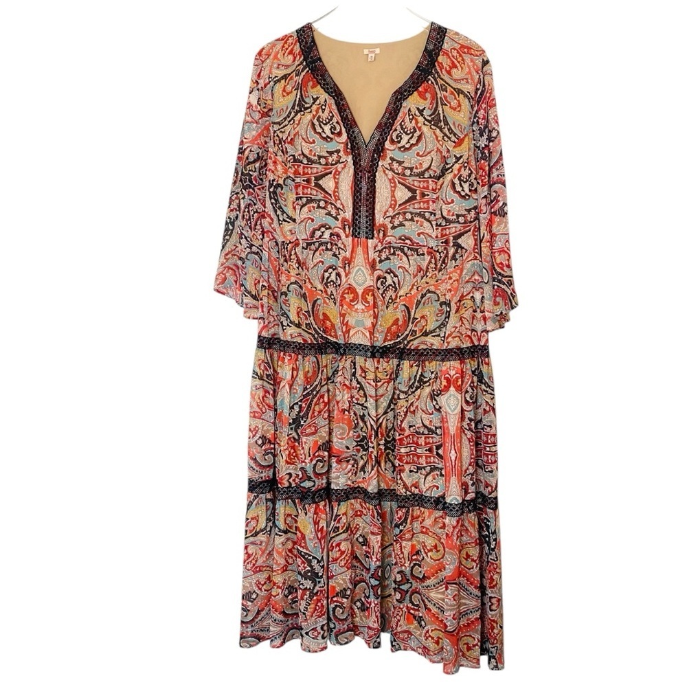 Reba Paisley Western Tiered Dress Size 1X